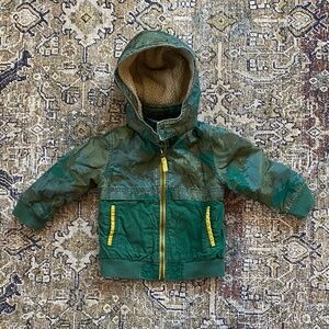 Green Hooded Jacket with Yellow Accents